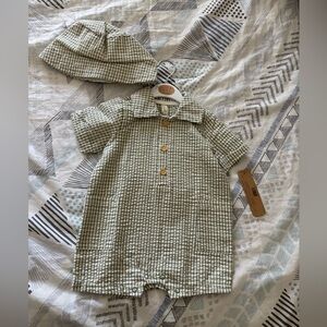 Green Checkered Kids One Piece